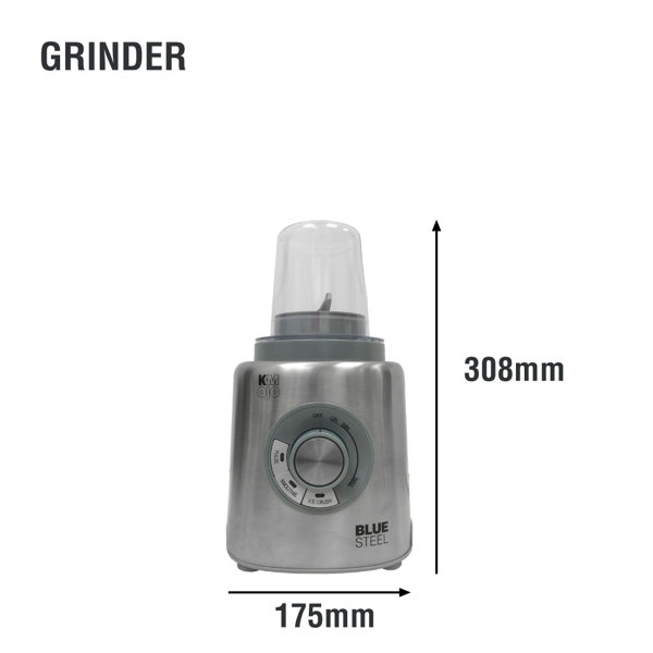 Kmojo Bluesteel 1200w Glass Jug Blender Smoothie Maker And Grinder Wayfair.co.uk